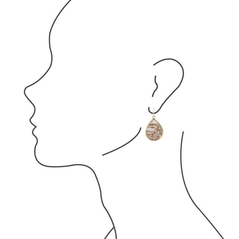 White Calcite and Metal Matrix Earrings - Barse Jewelry