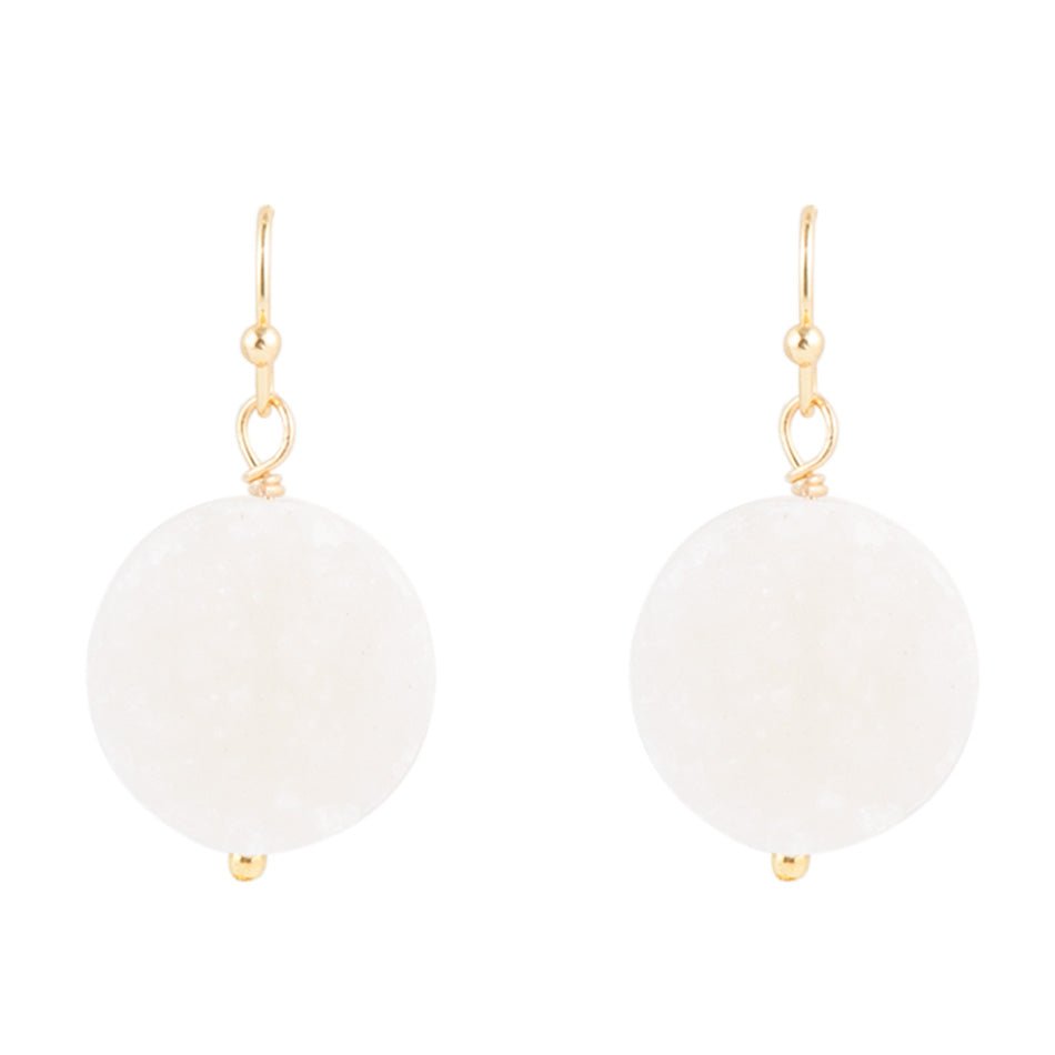 White Druzy Drop Earring - Barse Jewelry