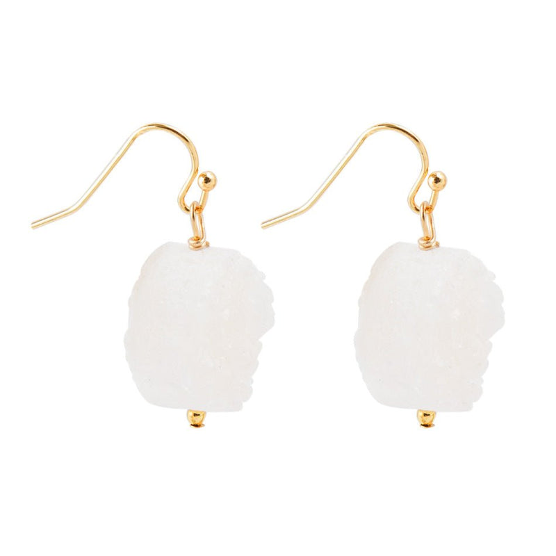 White Druzy Drop Earring - Barse Jewelry