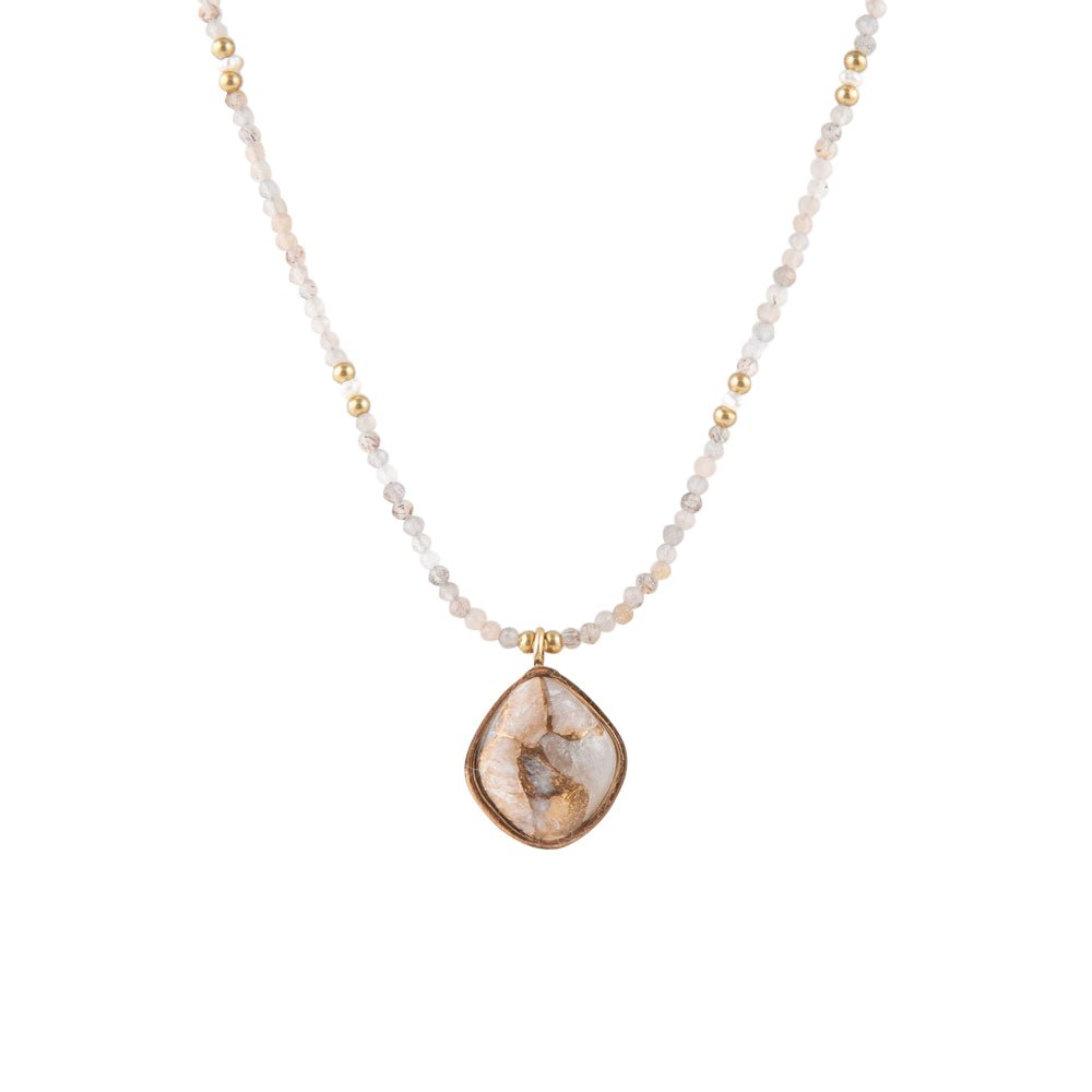 White Jade Matrix Necklace - Barse Jewelry