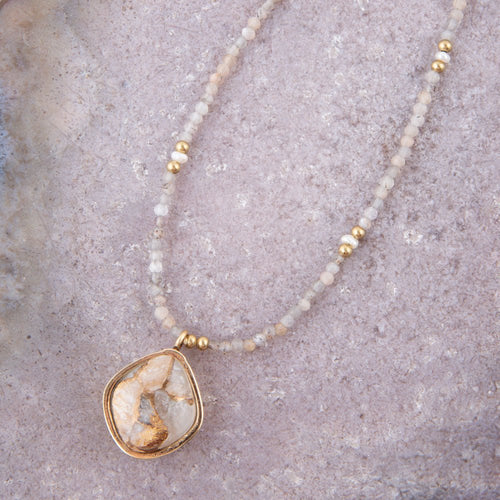 White Jade Matrix Necklace - Barse Jewelry