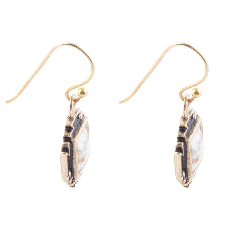 White Jasper Aztec Earrings - Barse Jewelry
