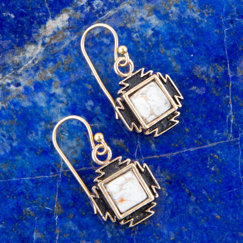 White Jasper Aztec Earrings - Barse Jewelry