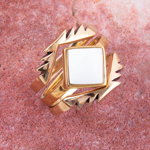 White Jasper Aztec Ring - Barse Jewelry