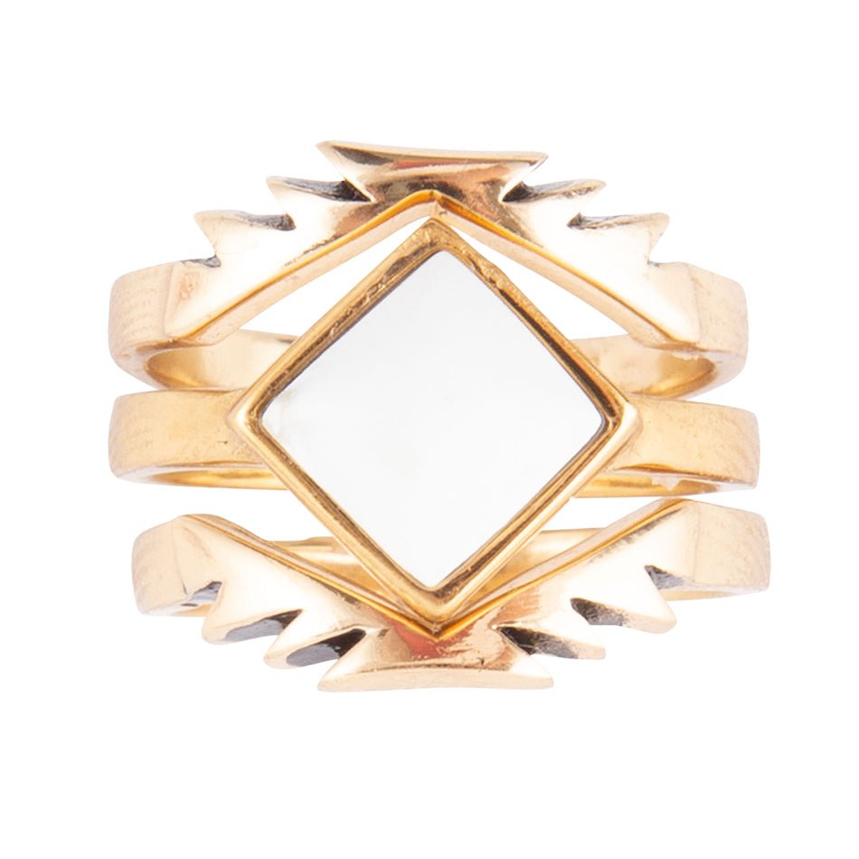 White Jasper Aztec Ring - Barse Jewelry