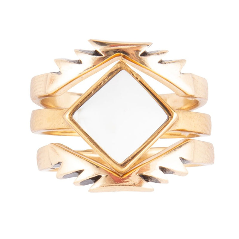 White Jasper Aztec Ring - Barse Jewelry