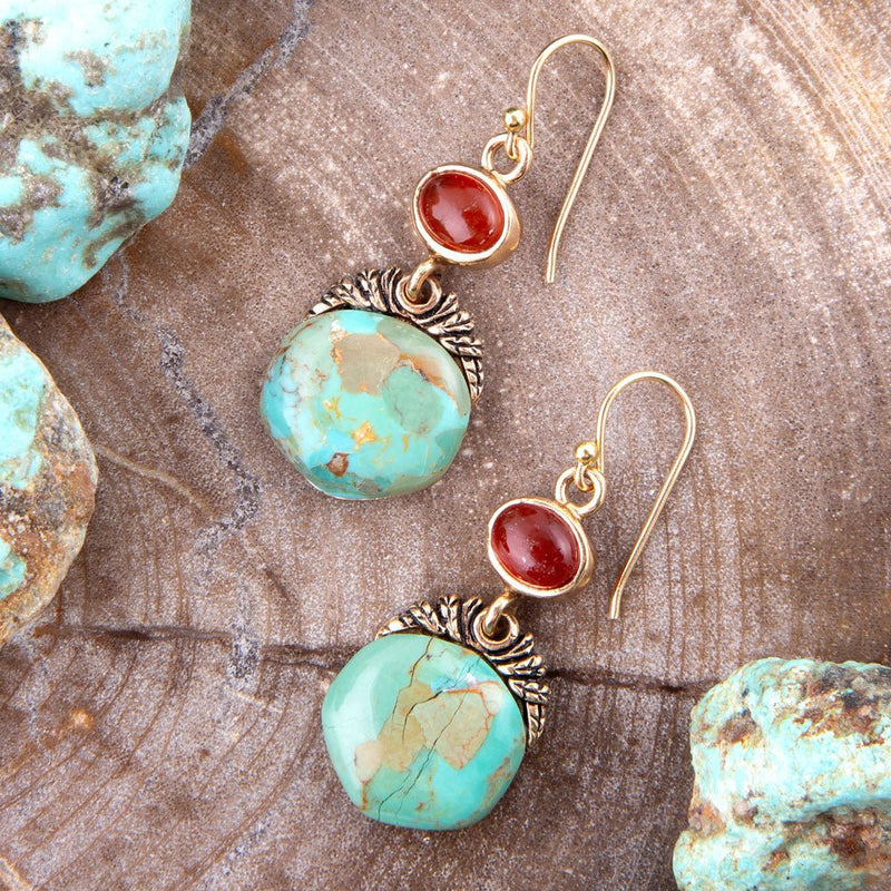 Wilder Turquoise Carnelian and Bronze Drop Earrings - Barse Jewelry