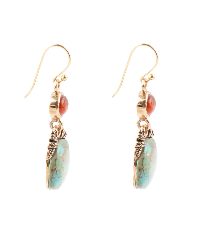 Wilder Turquoise Carnelian and Bronze Drop Earrings - Barse Jewelry