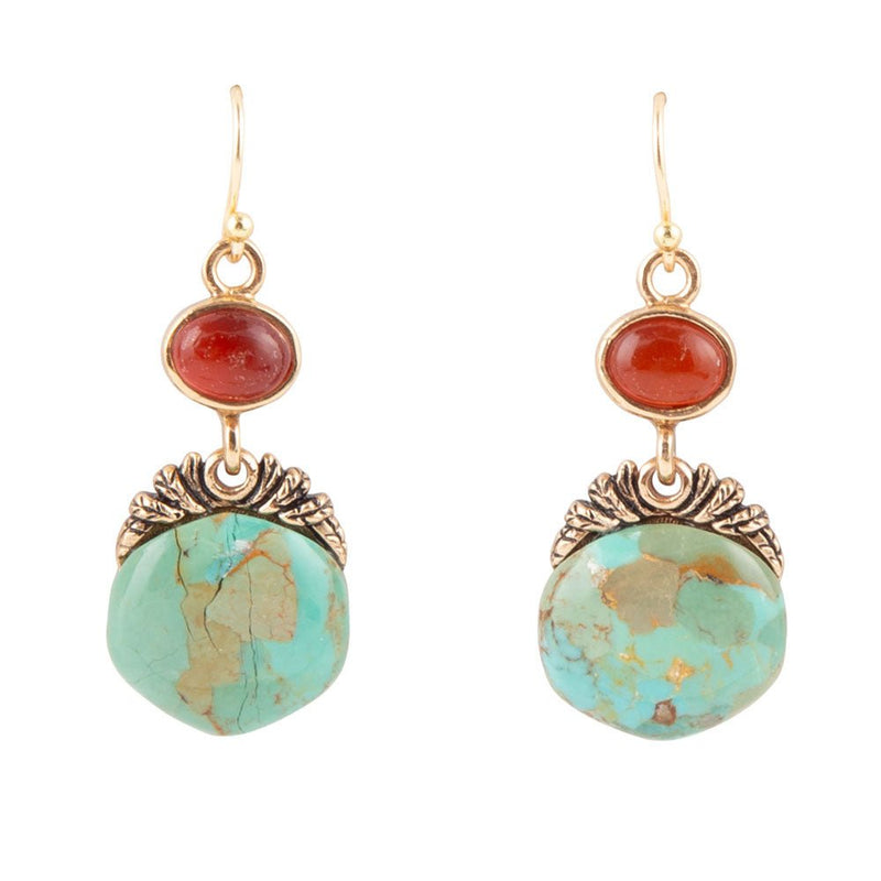 Wilder Turquoise Carnelian and Bronze Drop Earrings - Barse Jewelry
