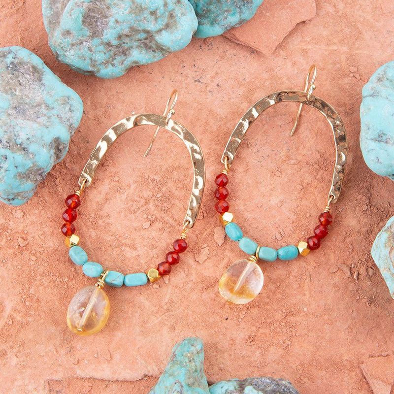 Windswept Turquoise Loop Earrings - Barse Jewelry