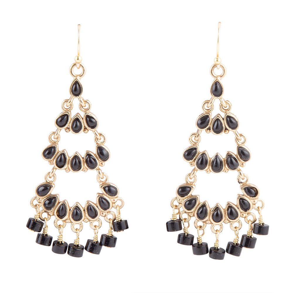 Xavier Black Onyx Chandelier Earrings - Barse Jewelry
