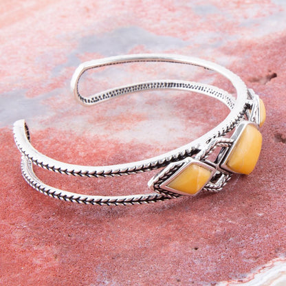 Yellow Agate and Sterling Silver Cuff Bracelet - Barse Jewelry