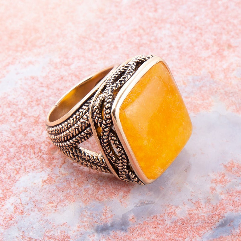 Yellow Agate Statement Ring - Barse Jewelry