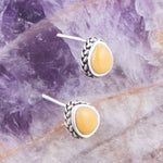 Yellow Agate Teardrop Post Earrings - Sterling Silver - Barse Jewelry