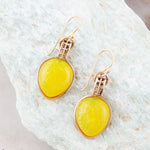 Yellow Chalcedony and Bronze Drop Earrings - Barse Jewelry