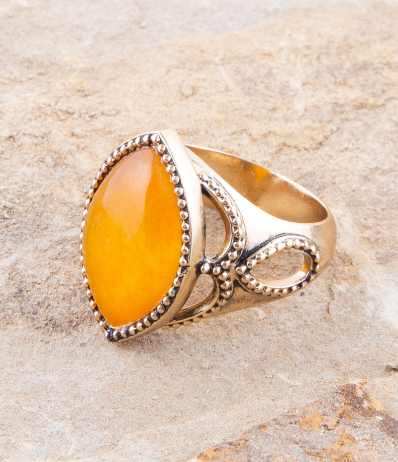 Yellow Quartz Marque Ring - Barse Jewelry